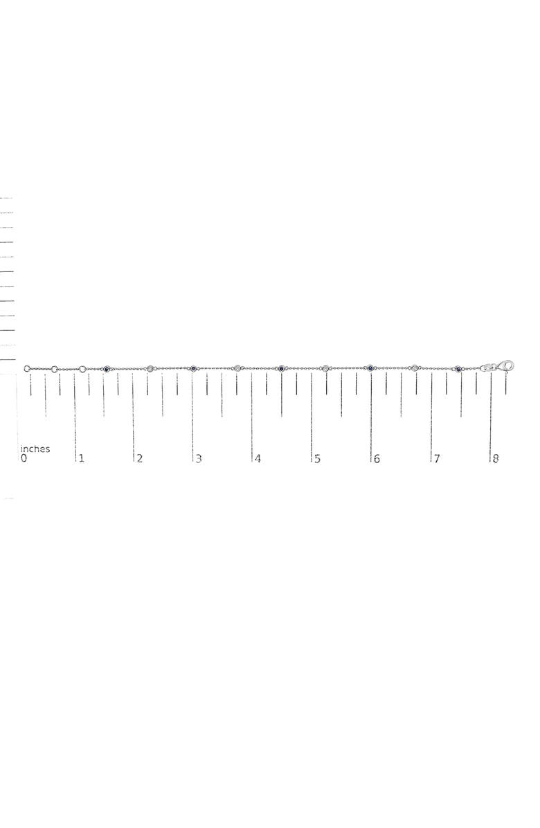 Haus of Brilliance 14K White Gold Blue Sapphire and White Diamond Bezel Station Chain Bracelet, Alternate, color, White