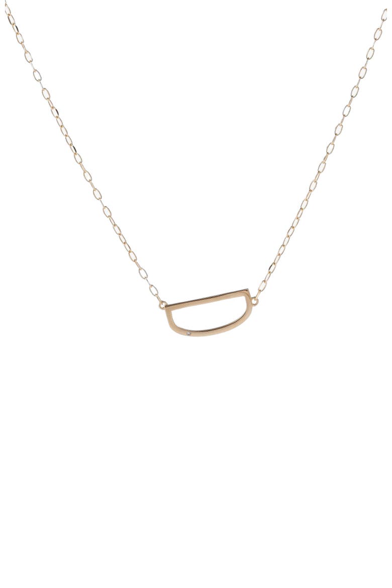 Gold Elongated Initial Pendant Necklace, Main, color, Gold - D