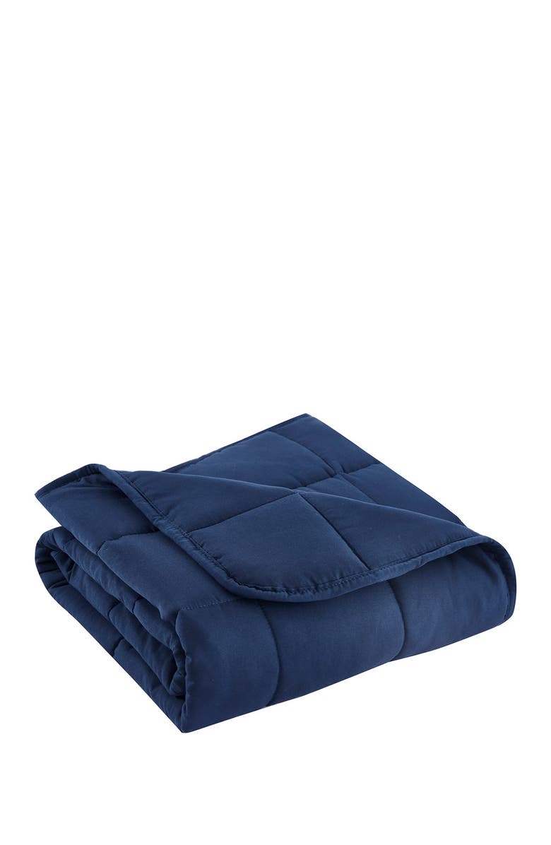 BON VOYAGE 5lb. Navy Microfiber Weighted Travel Throw, Main, color, 