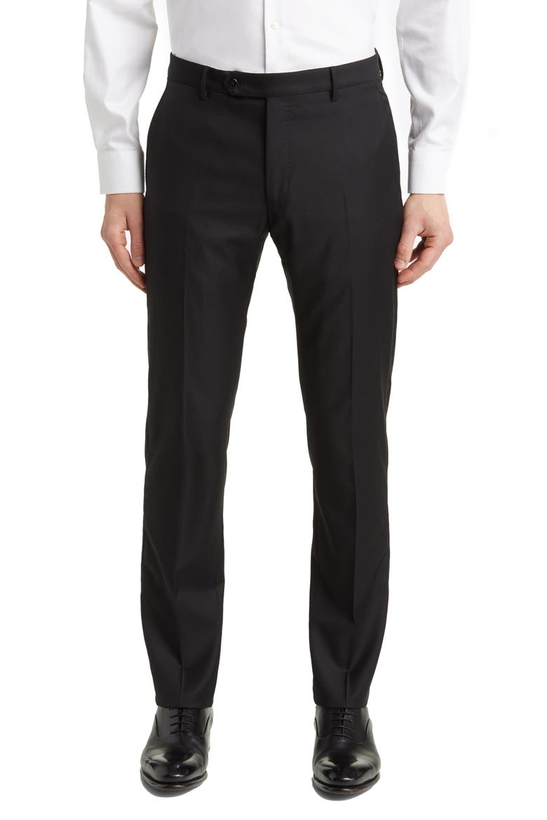 Noah Classic Serge Wool Straight Leg Pants, Main, color, BLACK