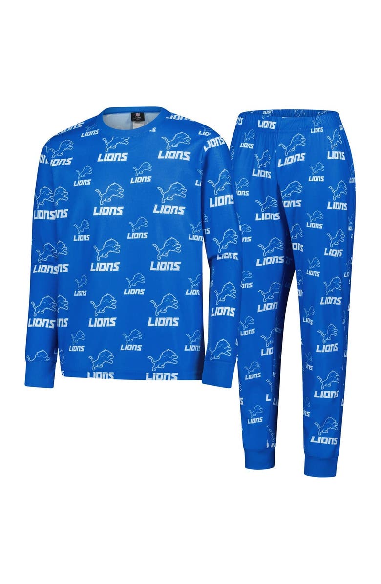 Outerstuff Youth Outerstuff Blue Detroit Lions All-Over-Print Long Sleeve T-Shirt and Pants Sleep Set, Main, color, Blue