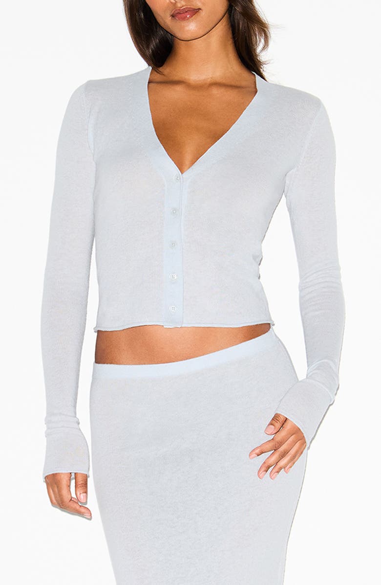 SKIMS Featherweight Cashmere Cardigan, Main, color, Pearl