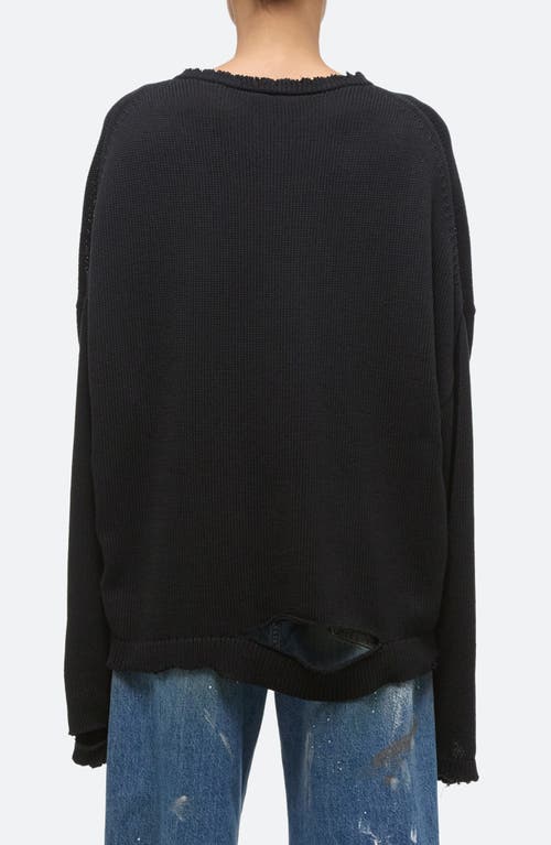 Helmut Lang Distressed Oversize Sweater In Black