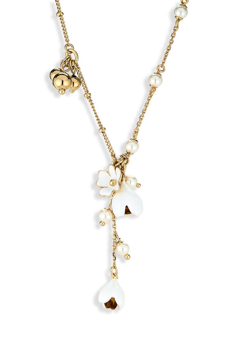 golden bloom y-necklace, Main, color, WHITE