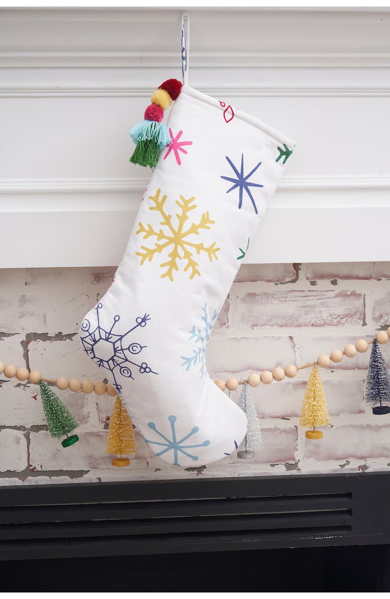 carol & frank Colorful Snowflake Hanging Christmas Stocking 20", Alternate, color, White