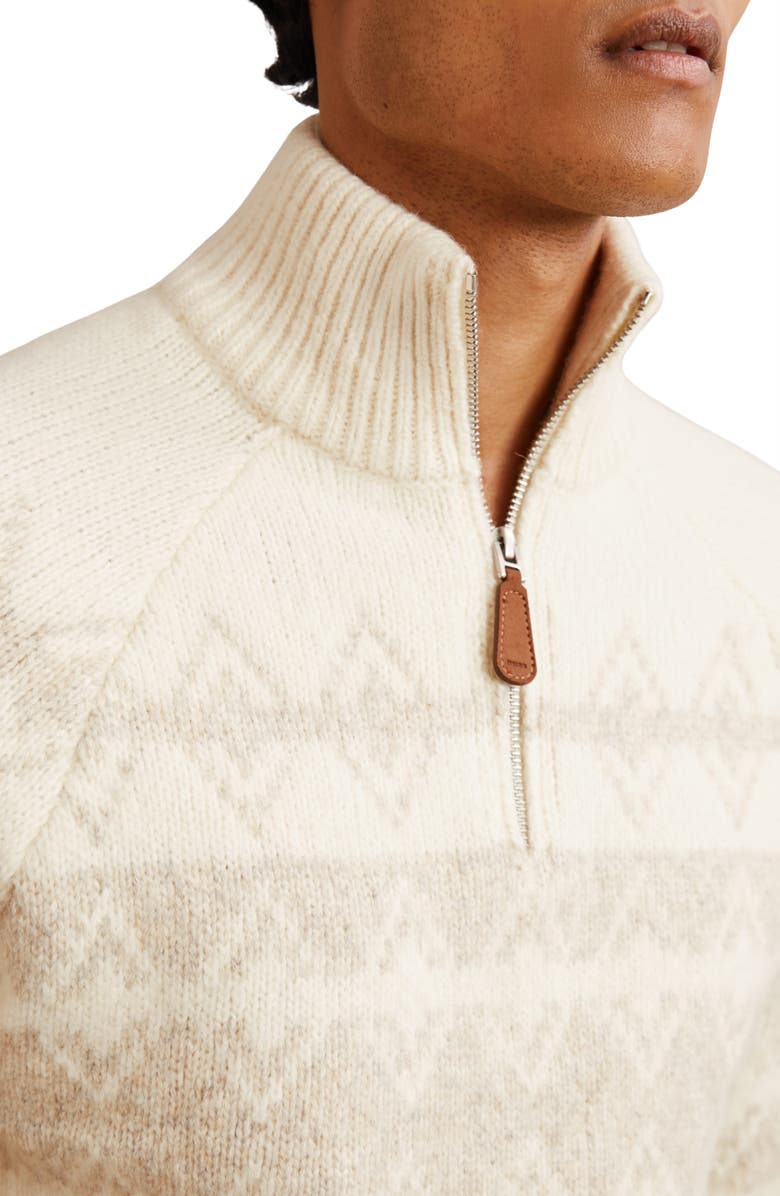 Reiss Claus Quarter Zip Pullover, Alternate, color, Winter White/Oatmeal