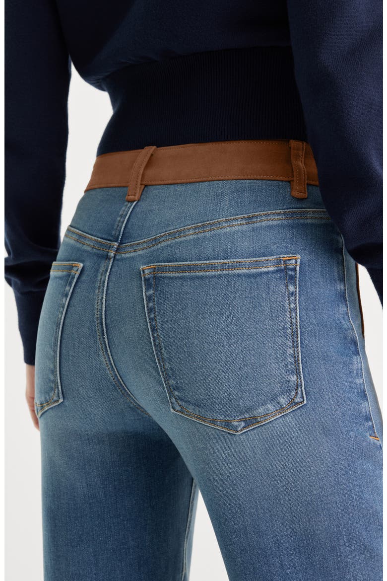 Good True Straight High Waist Straight Leg Jeans with Faux Suede Detail, Alternate, color, CREST