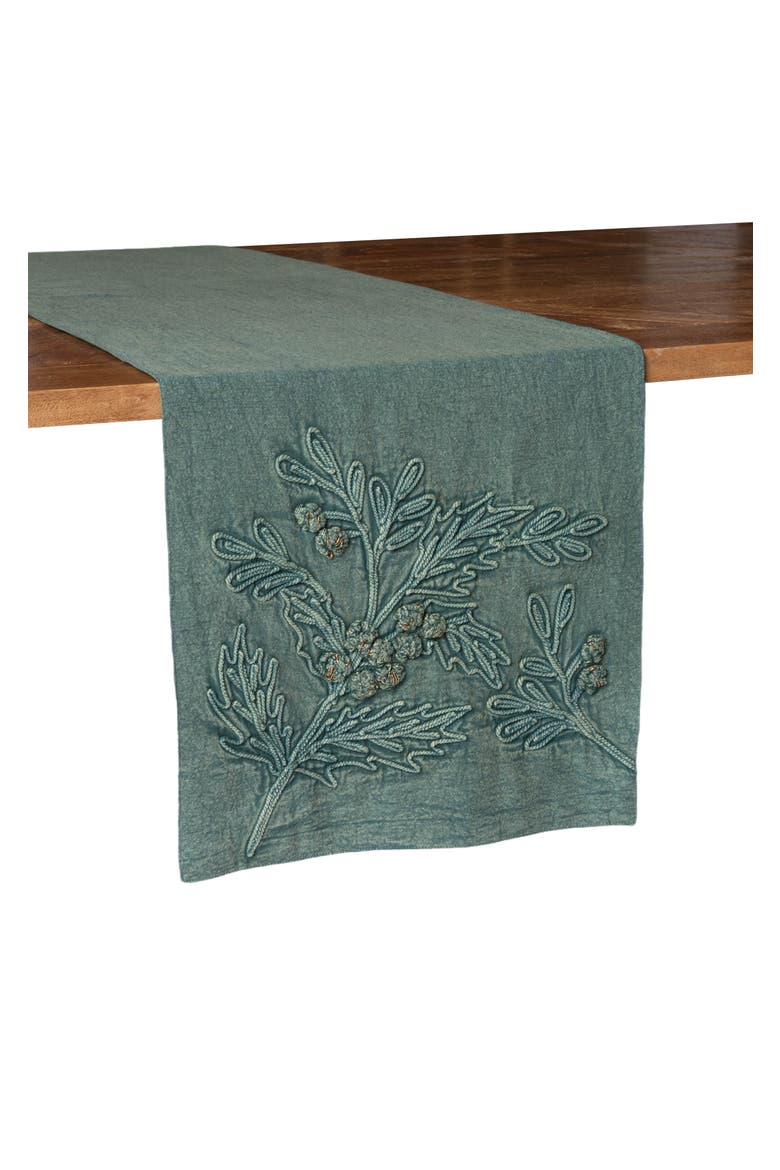 Holly Berry Botanical Christmas Tabletop Runner 14" x 72", Alternate, color, Green