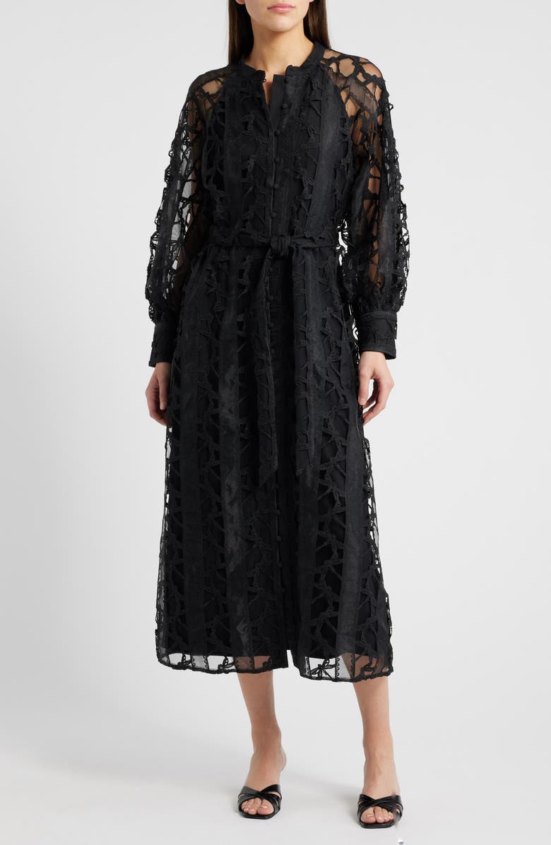 CIEBON Layla Long Sleeve Lace Overlay Midi Dress, Main, color, 