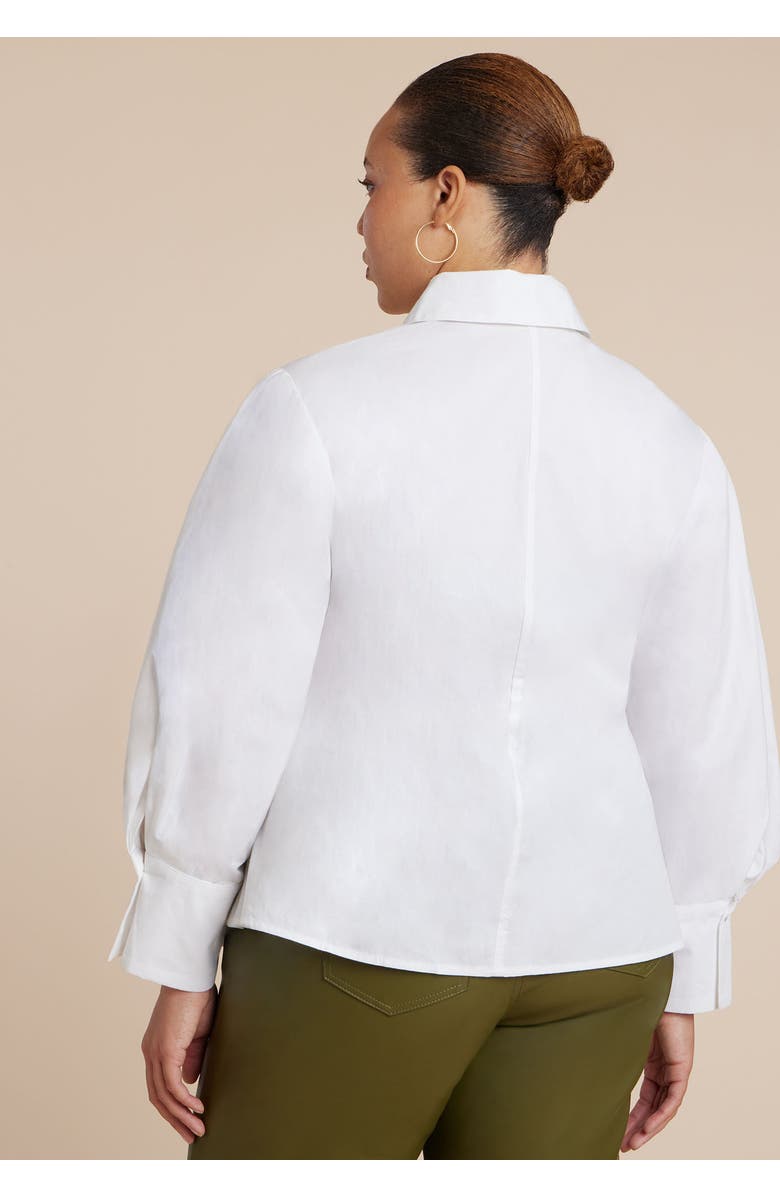 ELOQUII Button Up Cut Out Top, Alternate, color, Optic White