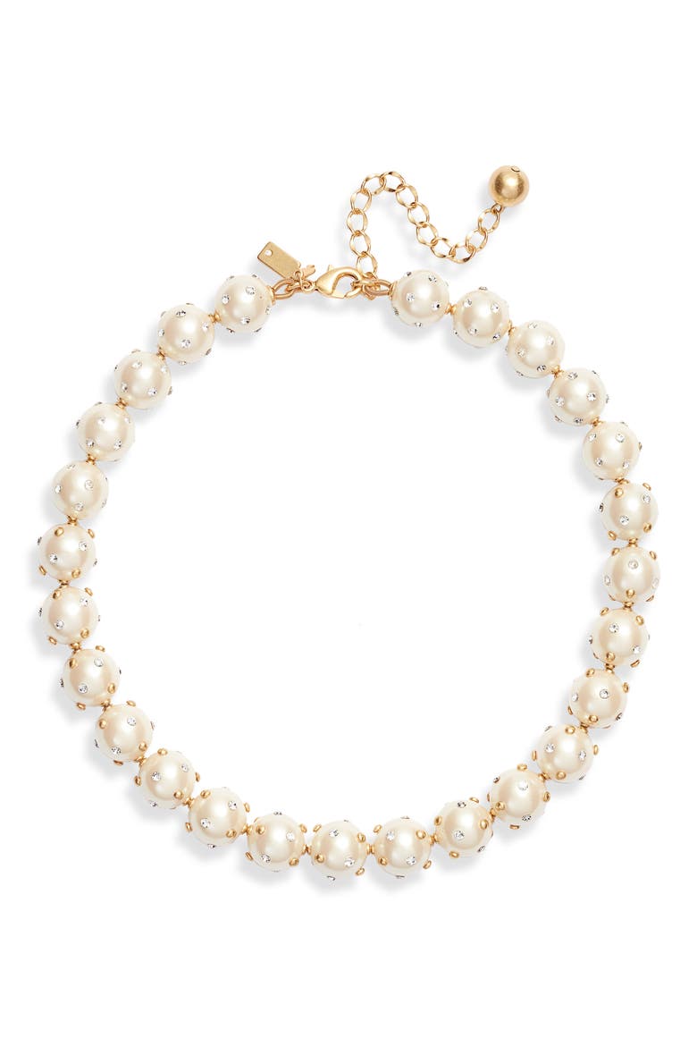 studded pearly bead necklace, Main, color, CREAM MULTI