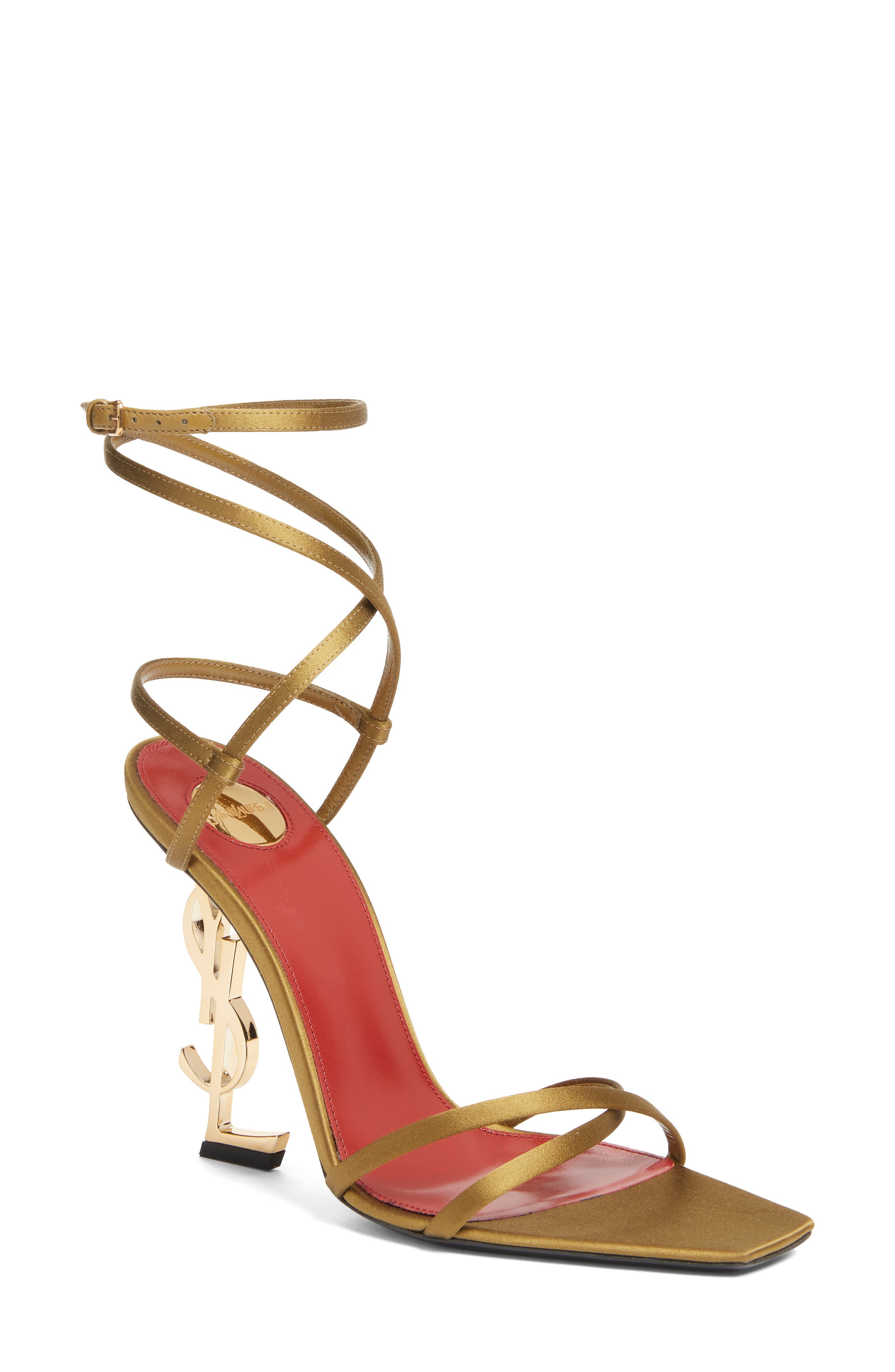 Saint Laurent Opyum Ankle Strap Sandal, Main, color, Cuba Gold