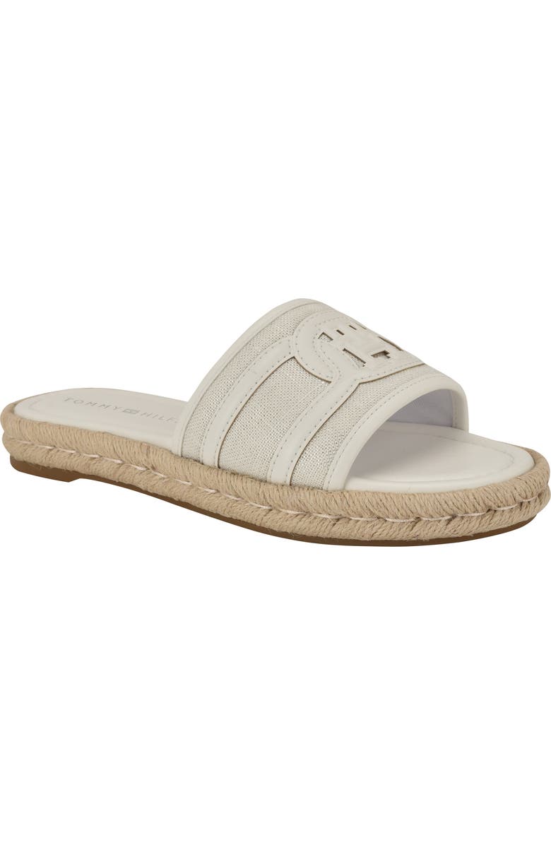 Tommy Hilfiger Hadjea Espadrille Slide Sandal, Main, color, Silver/ White