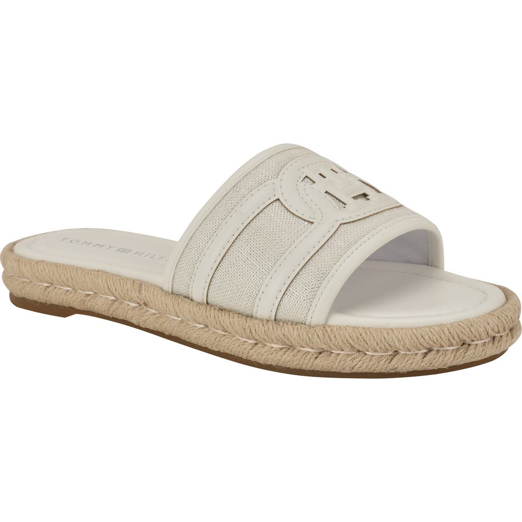 Tommy Hilfiger Hadjea Espadrille Slide Sandal In Silver/white