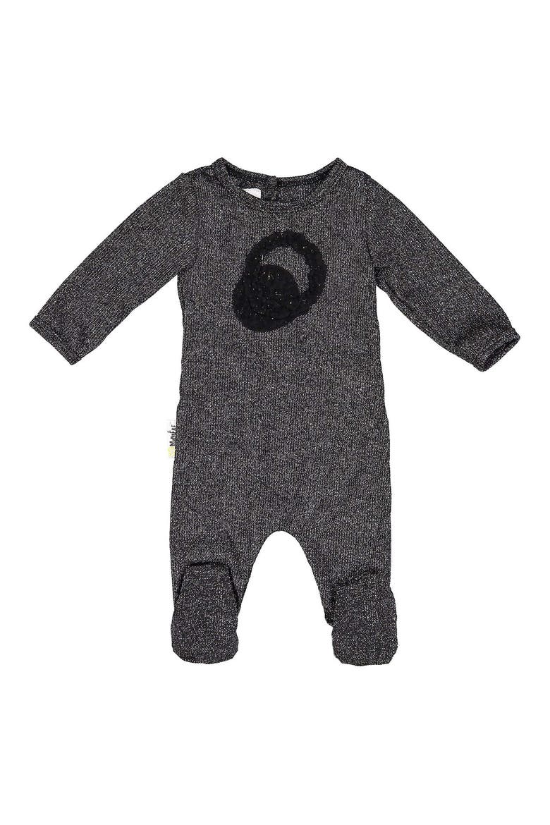 Shadow Cotton Blend Footie, Main, color, BLACK