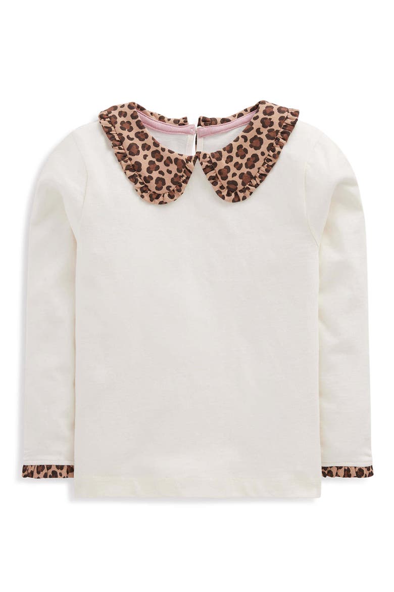 Kids' Collared Breton Jersey Top, Alternate, color, SOFT IVORY LEOPARD