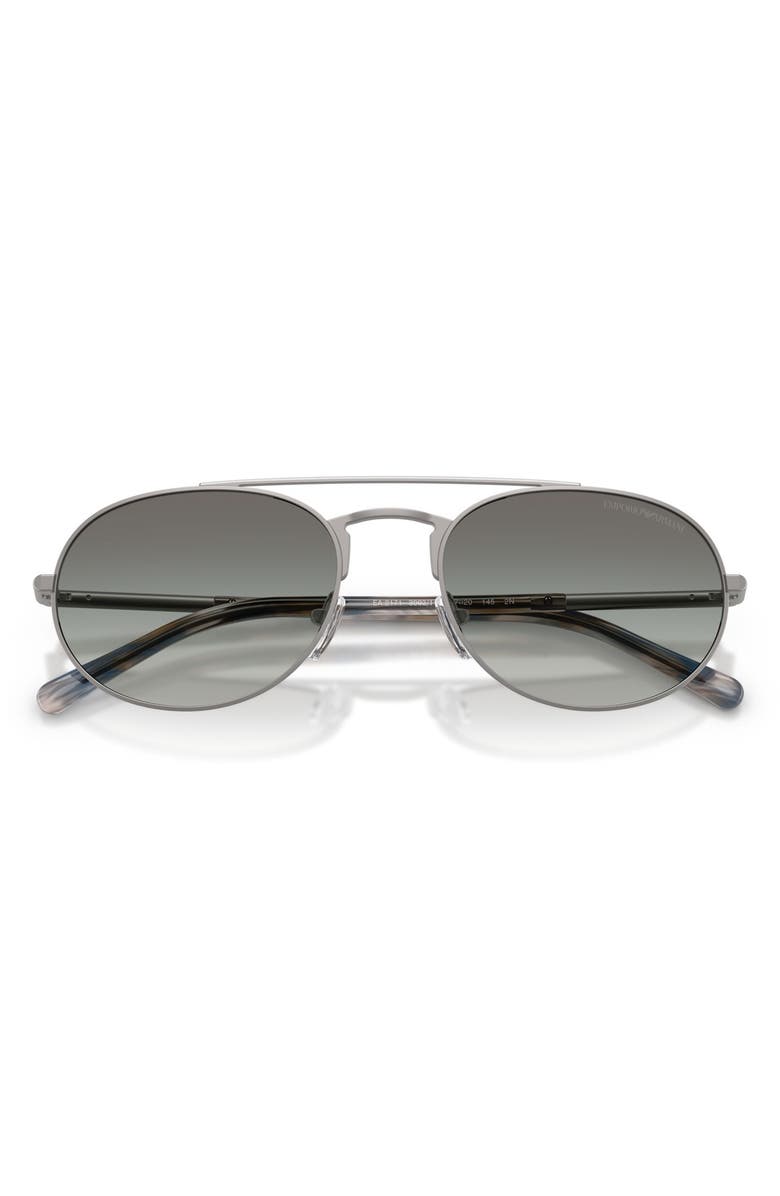 Emporio Armani 57mm Gradient Pilot Sunglasses, Alternate, color, Matte Gunmetal / Gradient Grey