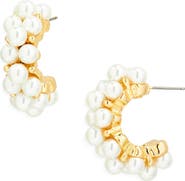 Kenneth Jay Lane Faux Pearl Cluster Hoop Earrings