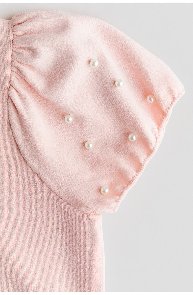 H&M Bead-detail Fine-knit Top, Alternate, color, Light Pink
