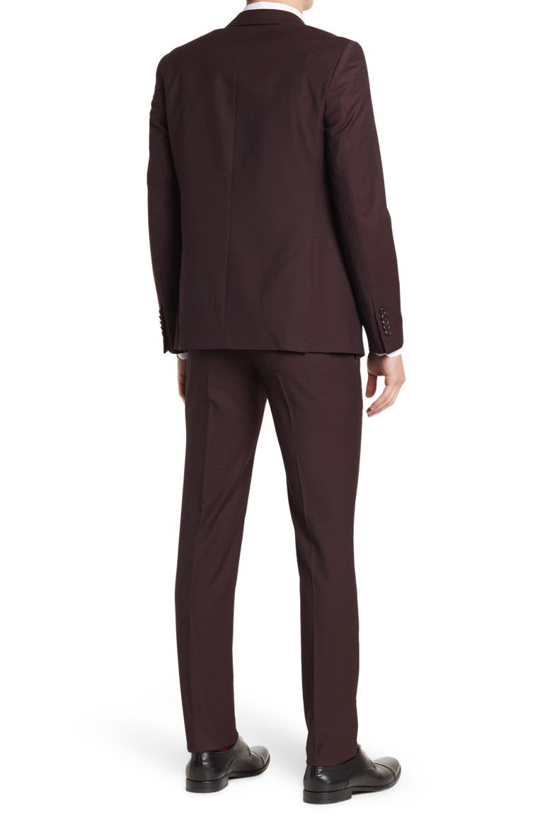 Notch Lapel Slim Fit Suit, Alternate, color, BURGUNDY