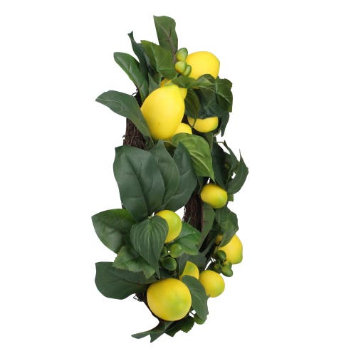 NORTHLIGHT NORTHLIGHT LEMON AND FOLIAGE ARTIFICIAL WREATH, YELLOW 22-INCH
