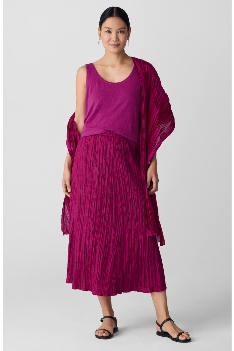 Crinkled Silk Midi Skirt, Alternate, color, SANGRIA