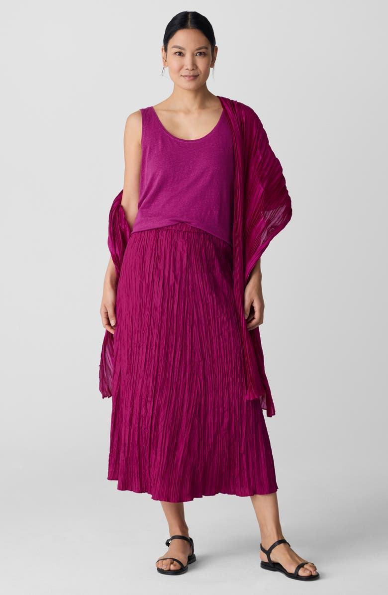 Eileen Fisher Crinkled Silk Midi Skirt, Alternate, color, Sangria