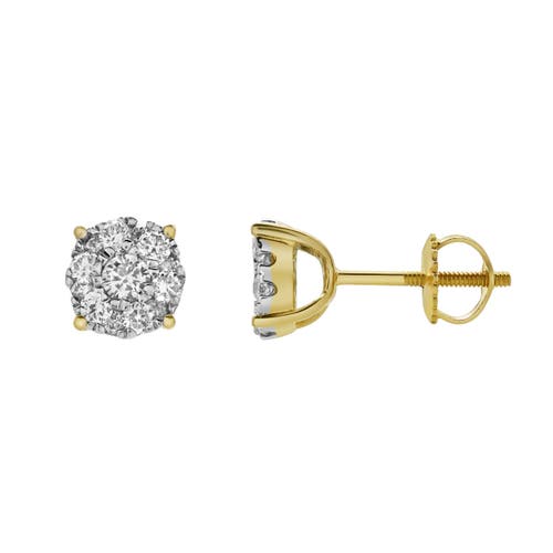 Luvmyjewelry Ballmore 10k Gold Diamond Unisex Earrings In 10k Yellow Gold