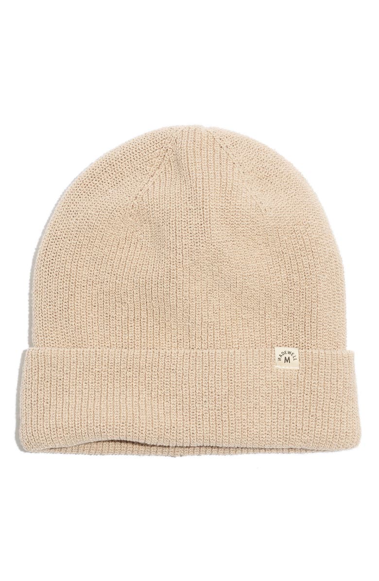 Madewell Recycled Cotton Beanie, Main, color, Wet Sand