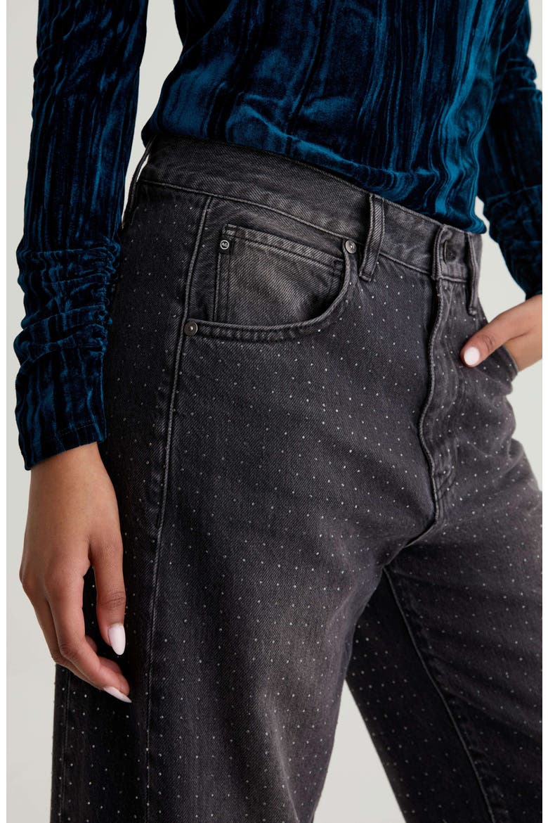 Hattie Crystal Embellished High Waist Barrel Jeans, Alternate, color, STAR LIGHT