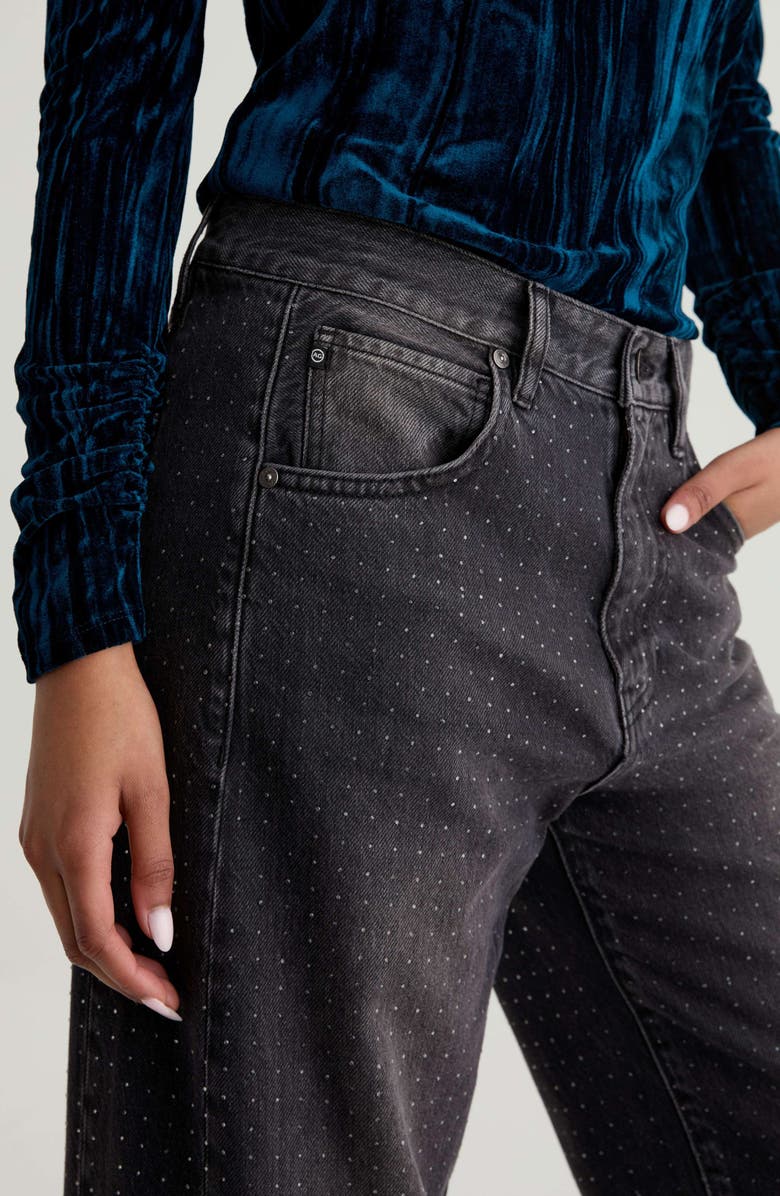 AG Hattie Crystal Embellished High Waist Barrel Jeans, Alternate, color, Star Light