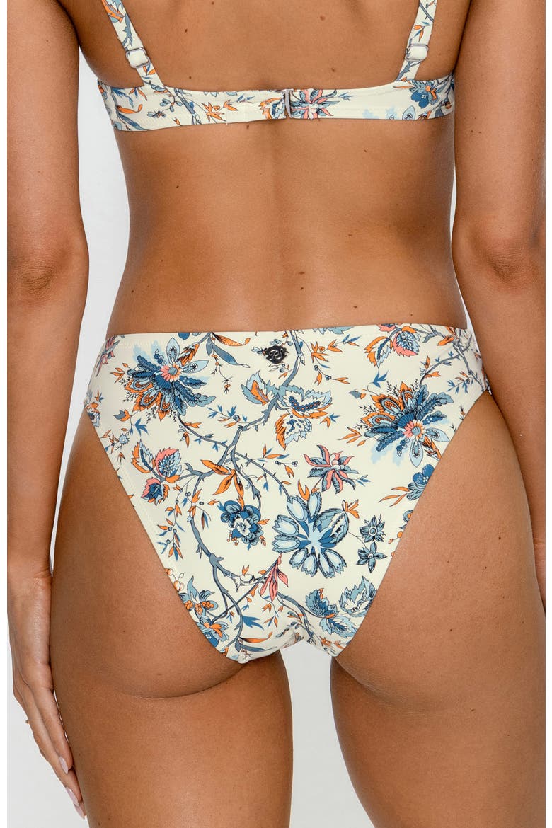 Floral Mid-Rise Bikini Bottom, Alternate, color, Beige