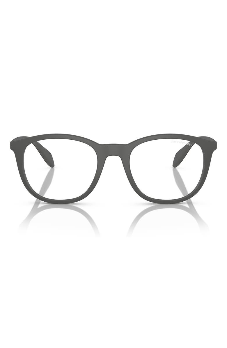 Emporio Armani 52mm Phantos Optical Glasses, Main, color, Matte Grey / Clear