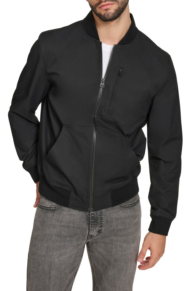 Oxford Water Resistant Bomber Jacket, Main, color, BLACK