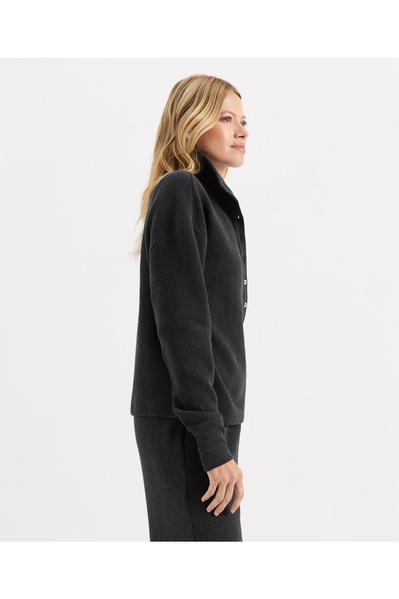 Organic Cotton Luxe Waffle Henley, Alternate, color, Dark Charcoal Heather