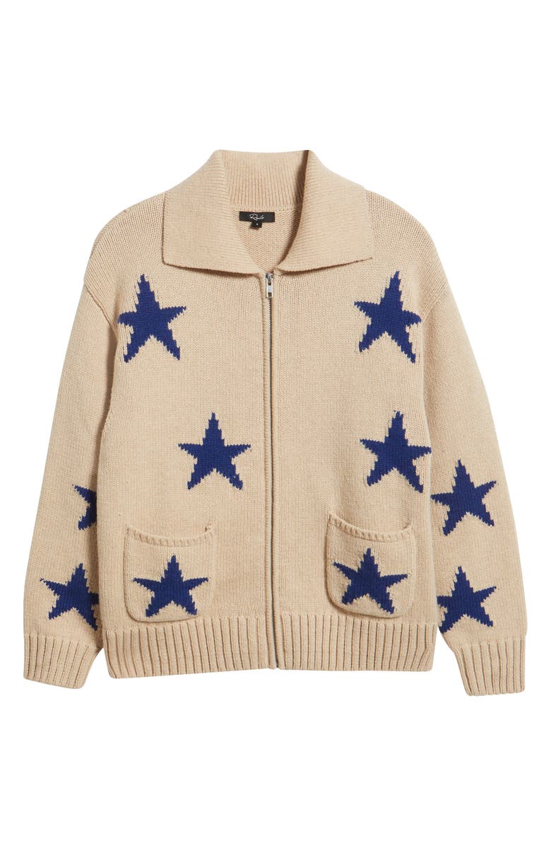 Rails Rhea Front Zip Cardigan, Alternate, color, Camel Stars
