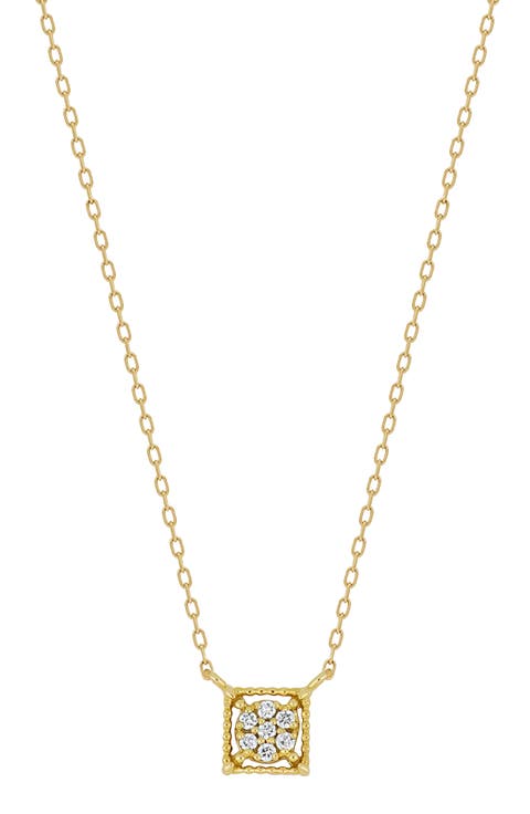 Icon 18K Yellow Gold Pavé Diamond Square Pendant Necklace (Nordstrom Exclusive)