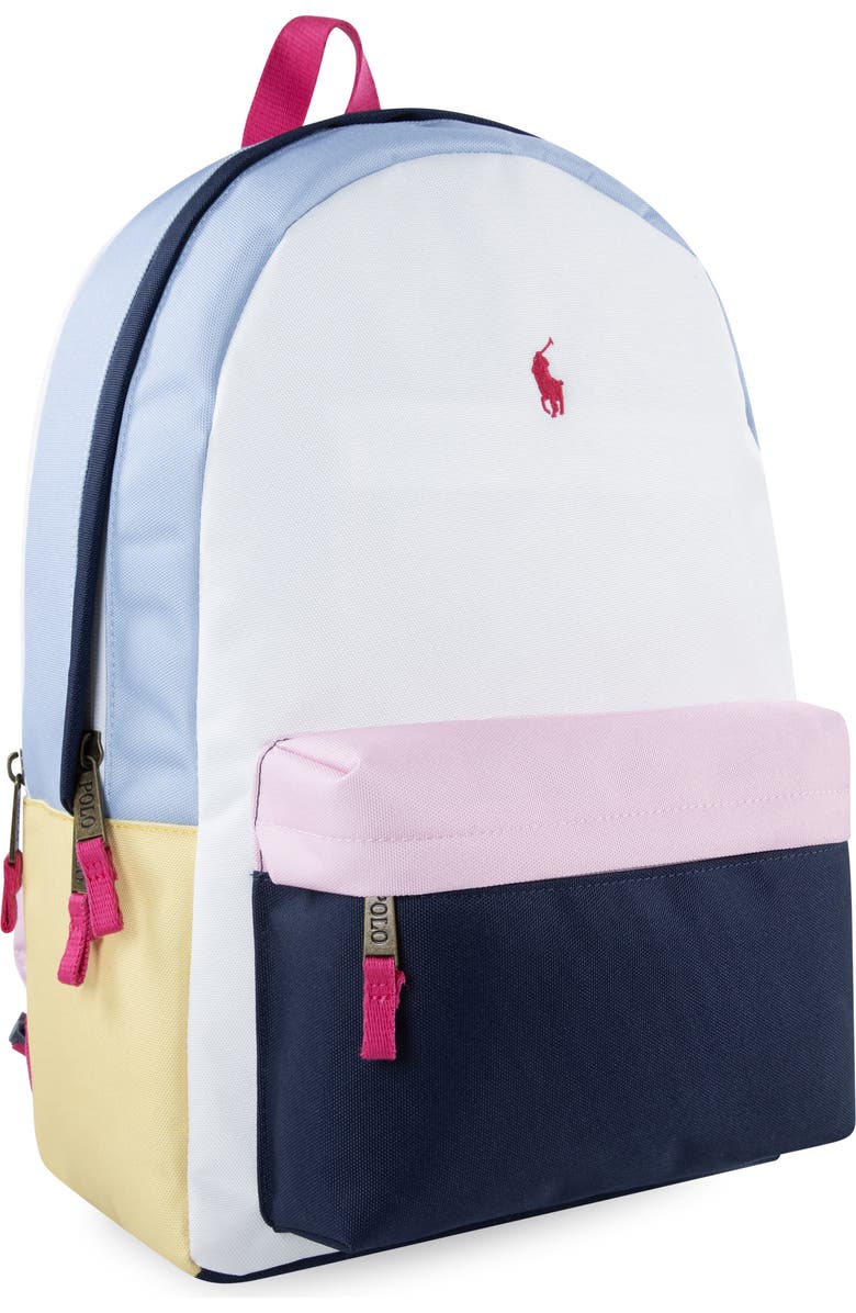 Ralph Lauren Kids' Colorblock Backpack, Alternate, color, White / Multi