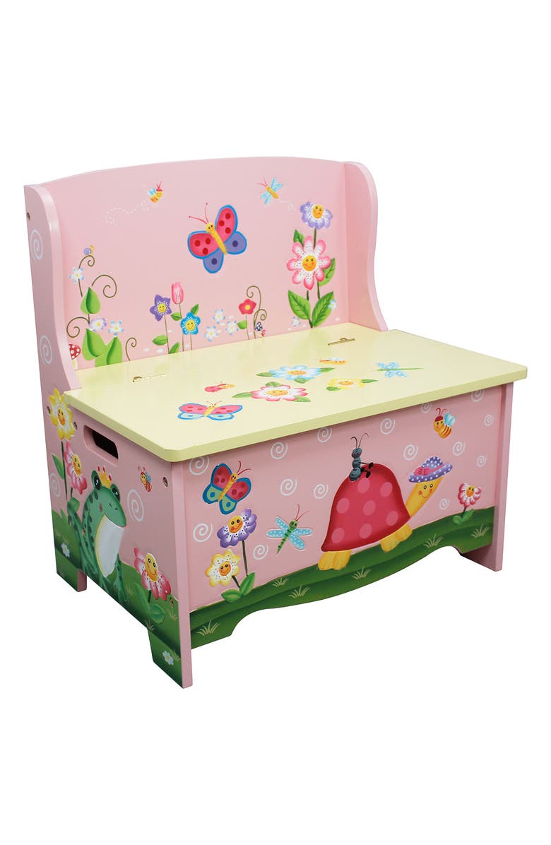 Teamson Kids Fantasy Fields Magic Garden Wood Storage Bench, Main, color, 