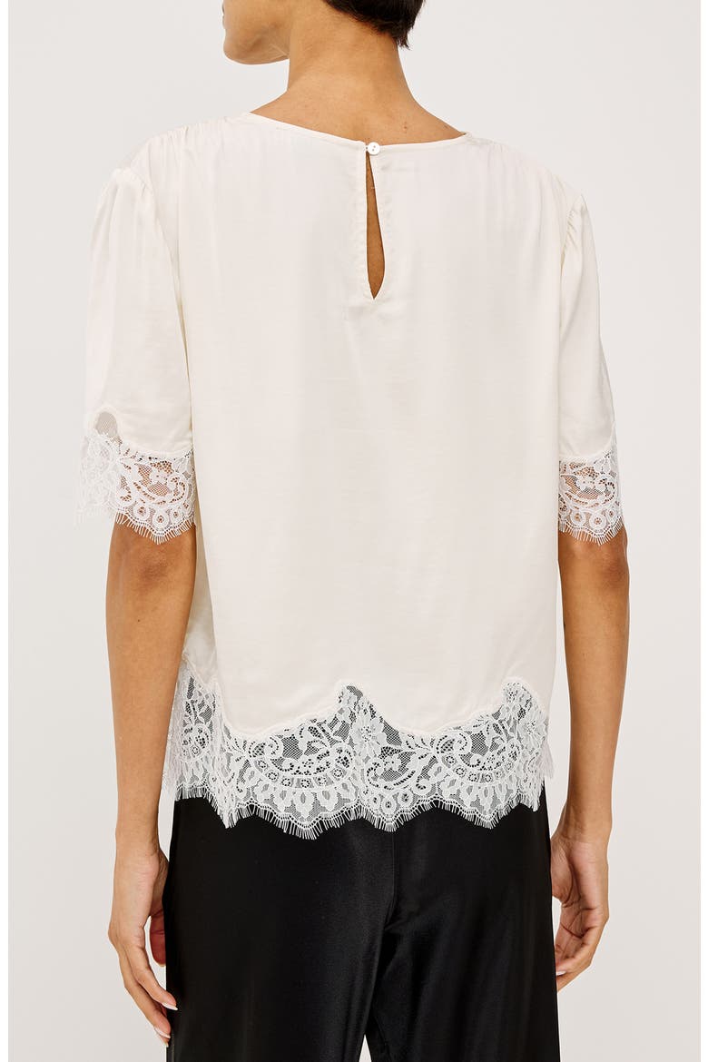 Sonora Lace Trim Short Sleeve Top, Alternate, color, IVORY