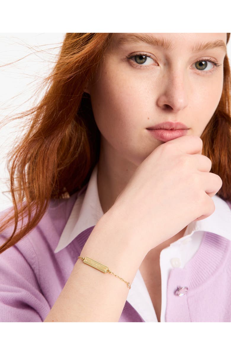 Kate Spade New York sam icon bar bracelet, Alternate, color, Gold