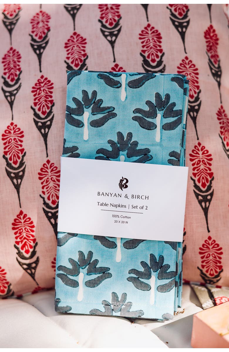 Banyan & Birch Zeenat Table Napkin, Alternate, color, Steel Blue