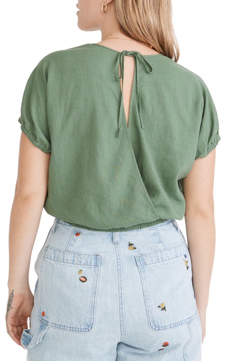 Madewell Michele Linen Blend Bubble Top, Alternate, color,