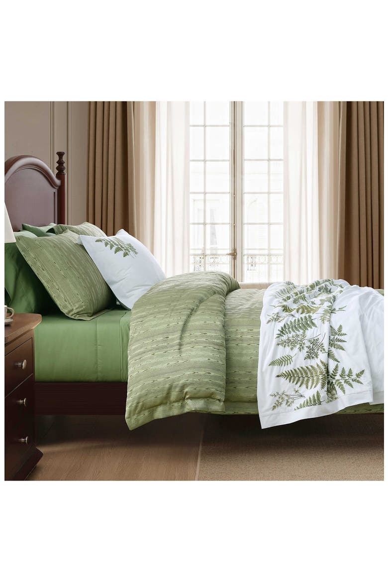 Fern Garden Cotton Percale Duvet Set, Alternate, color, SPARKLING WHITE/ GREEN