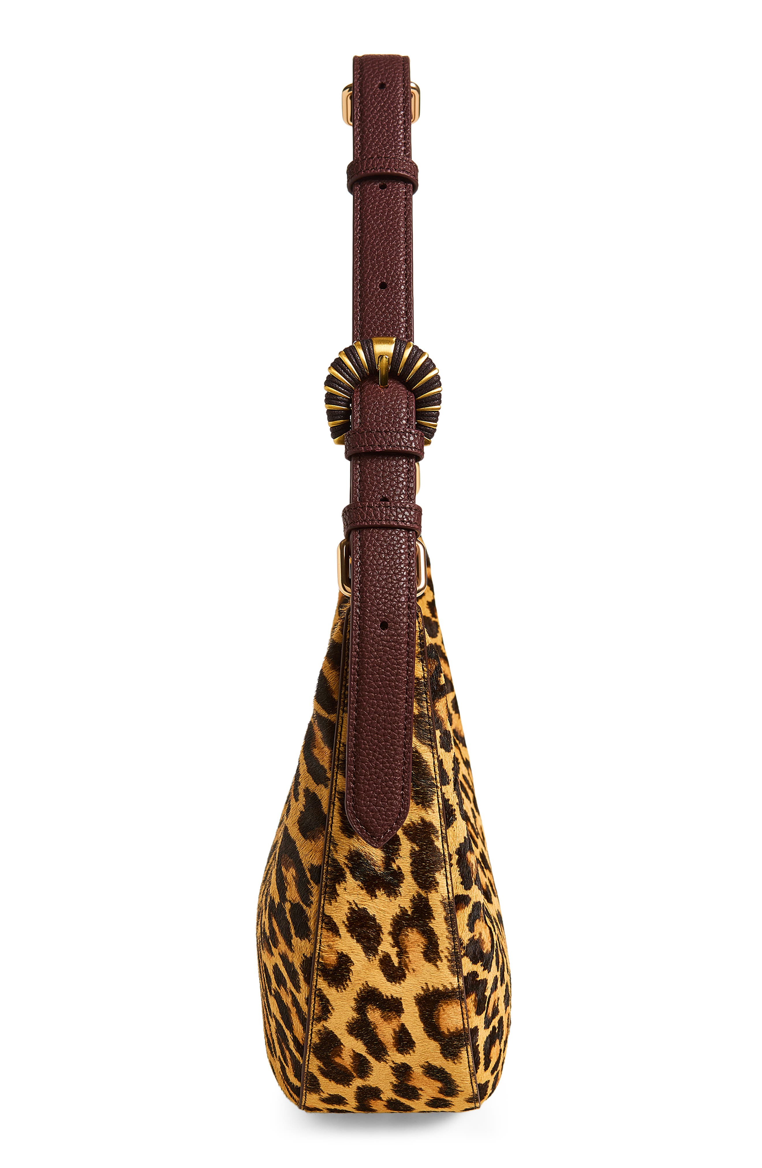 Lucy Genuine Calf Hair Convertible Buckle Shoulder Bag, Alternate, color, BROWN