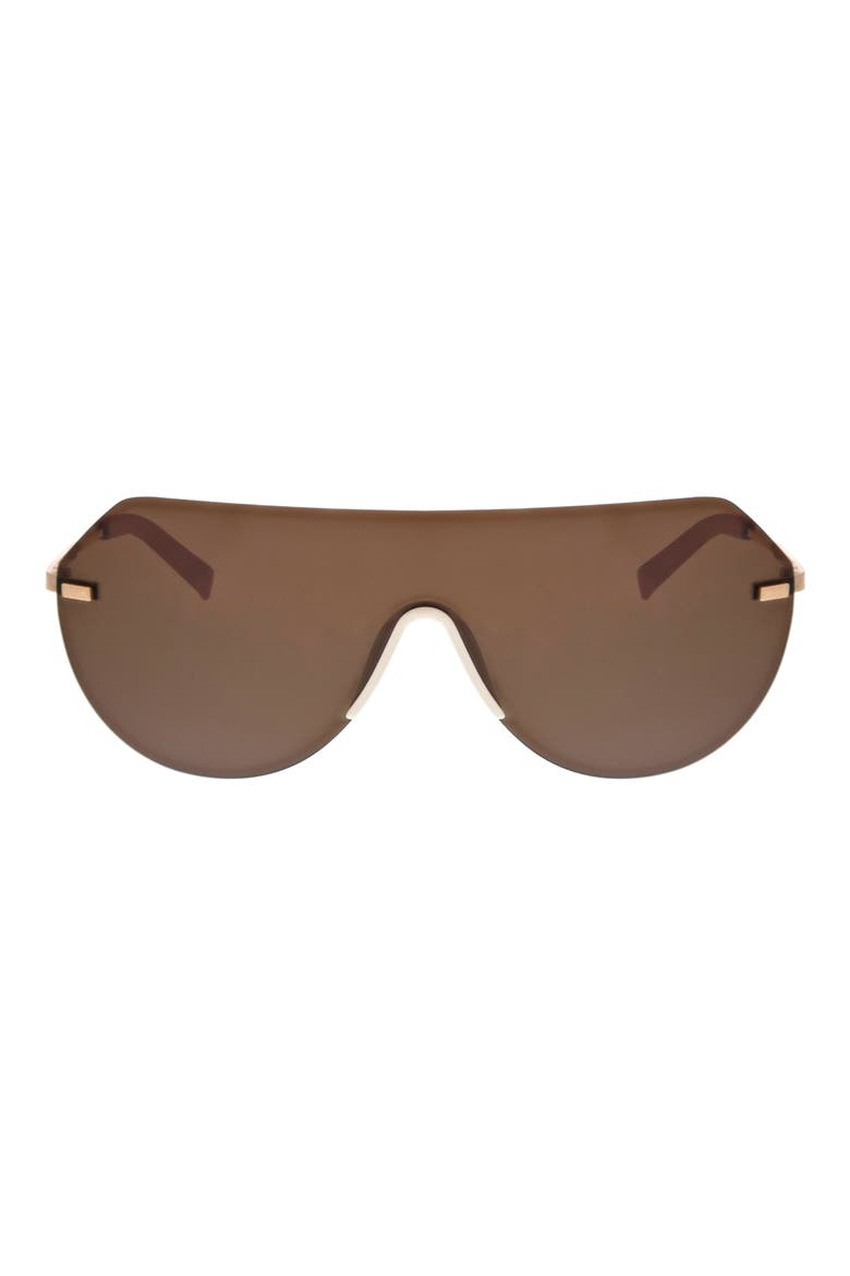 Angled Iconic Shield Sunglasses, Main, color, WHITE/ GOLD