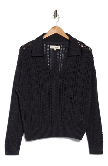 LUCKY BRAND LUCKY BRAND JOHNNY COLLAR TEXTURED PULLOVER SWEATER