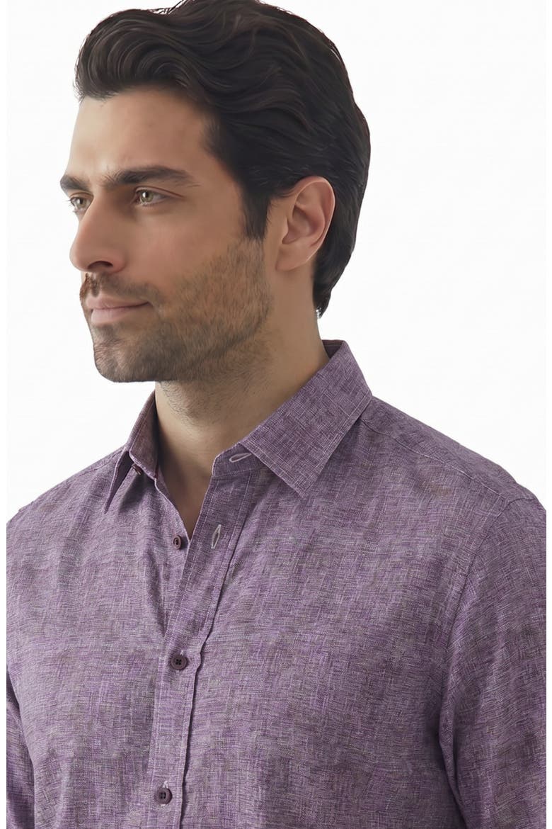 Long Sleeve Performance Patterned Stretch Button Up Shirt, Alternate, color, 27 BURGUNDY