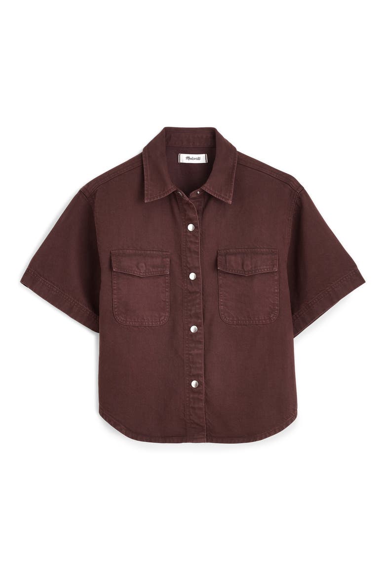 Airy Denim Utility Pocket Shirt, Alternate, color, BURNT COCOA
