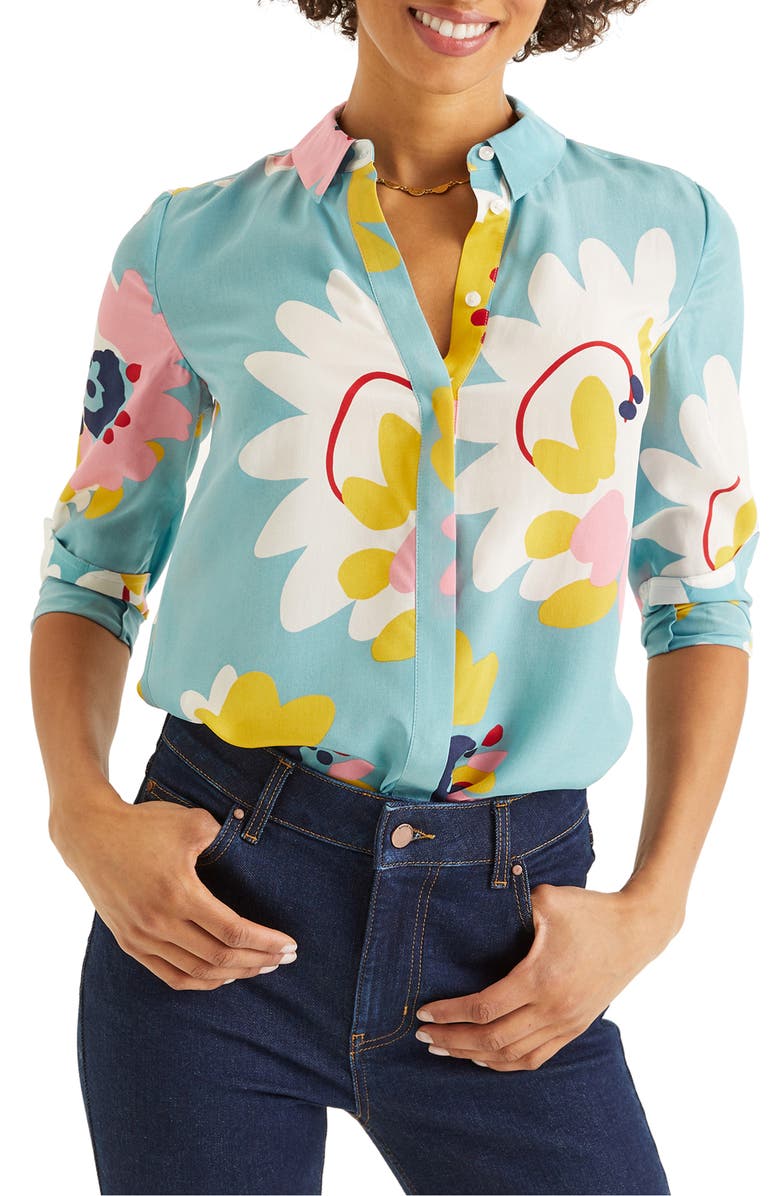 Boden Floral Silk Shirt, Main, color,